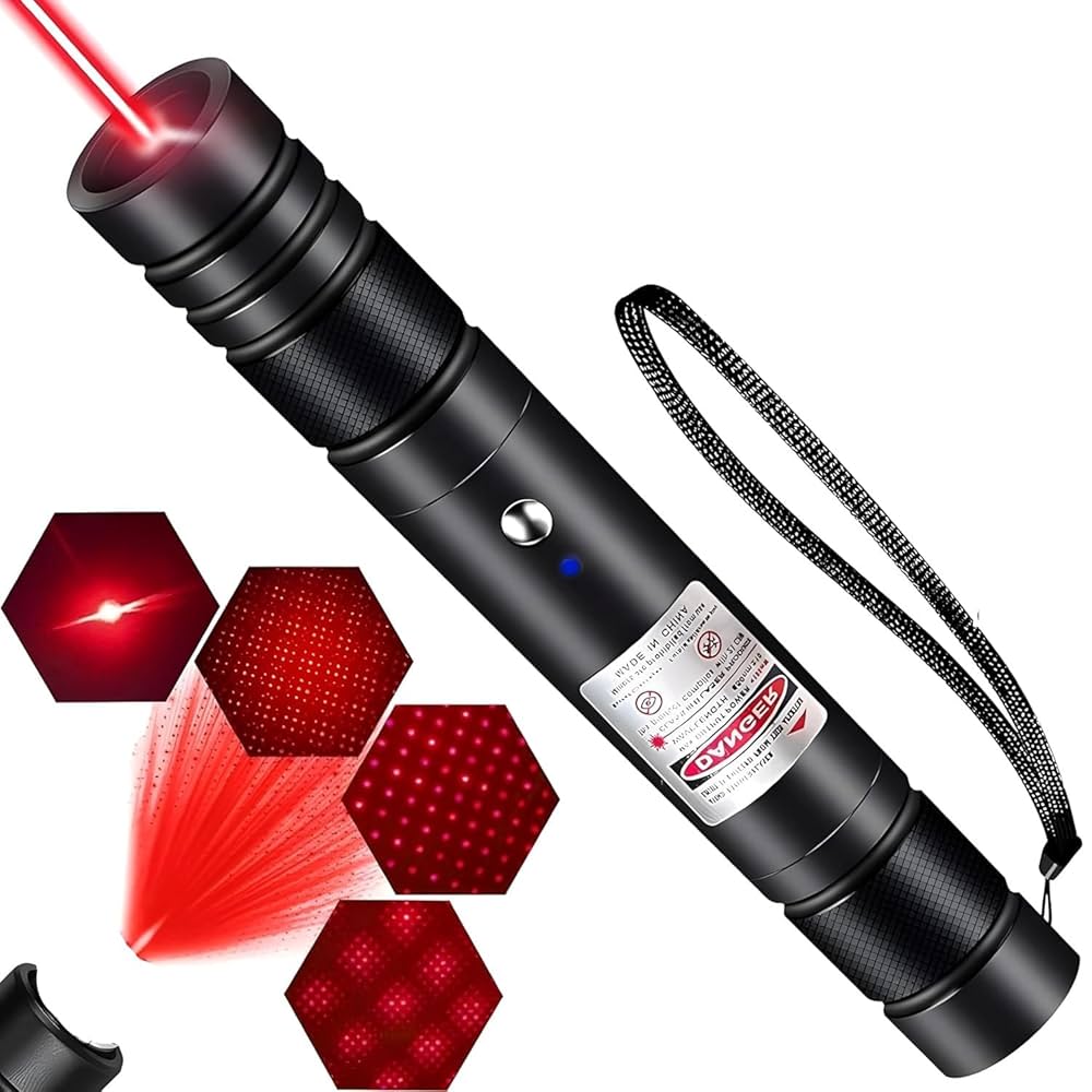 Laser 303 High Power Red Laser Pointer – Long Range Beam with Key Lock, Rechargeable 18650 Battery &amp; Charger, Durable Aluminum Alloy Body
