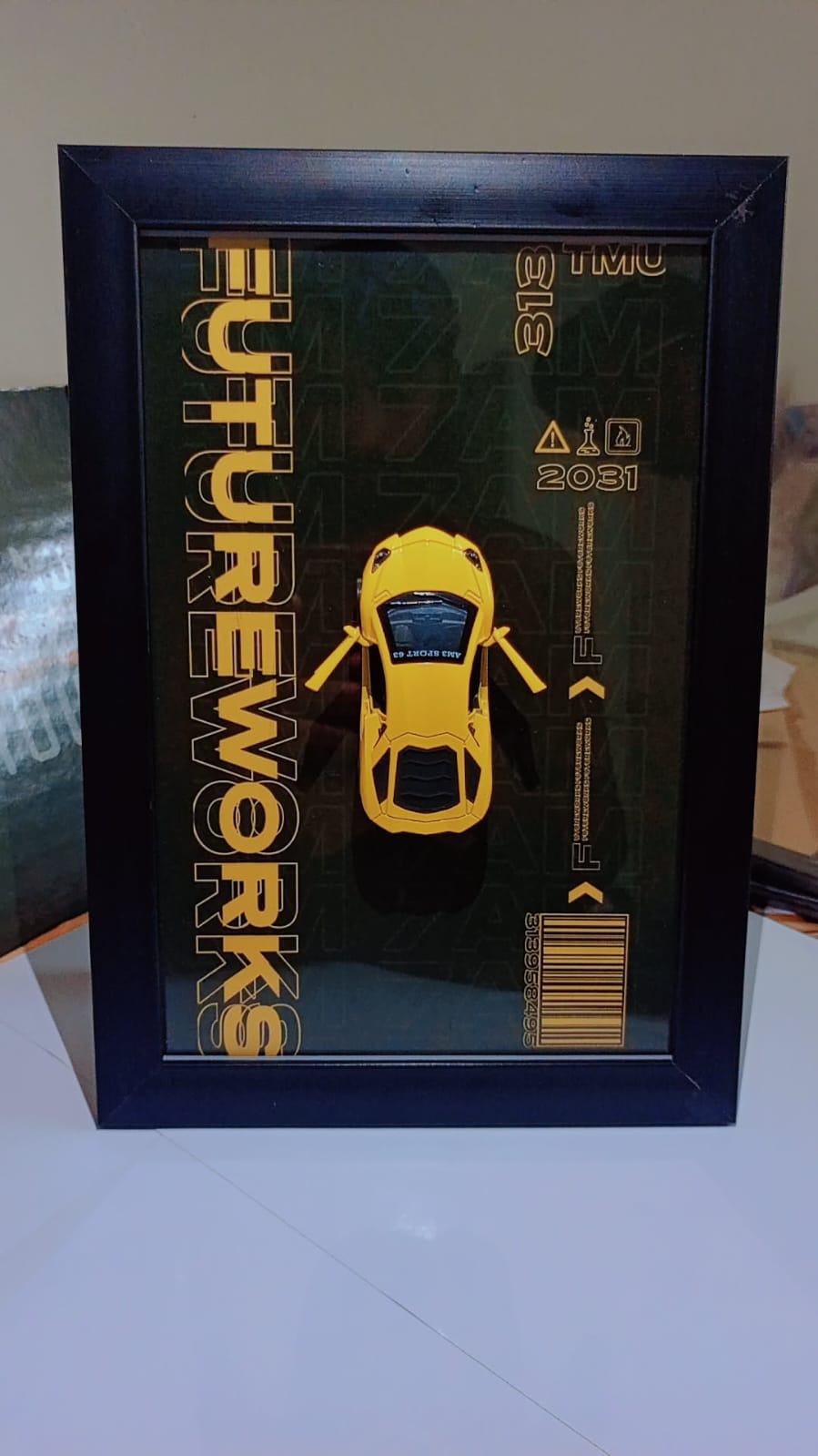 Metallic Car Wall Frame - Modern Home Decor Art