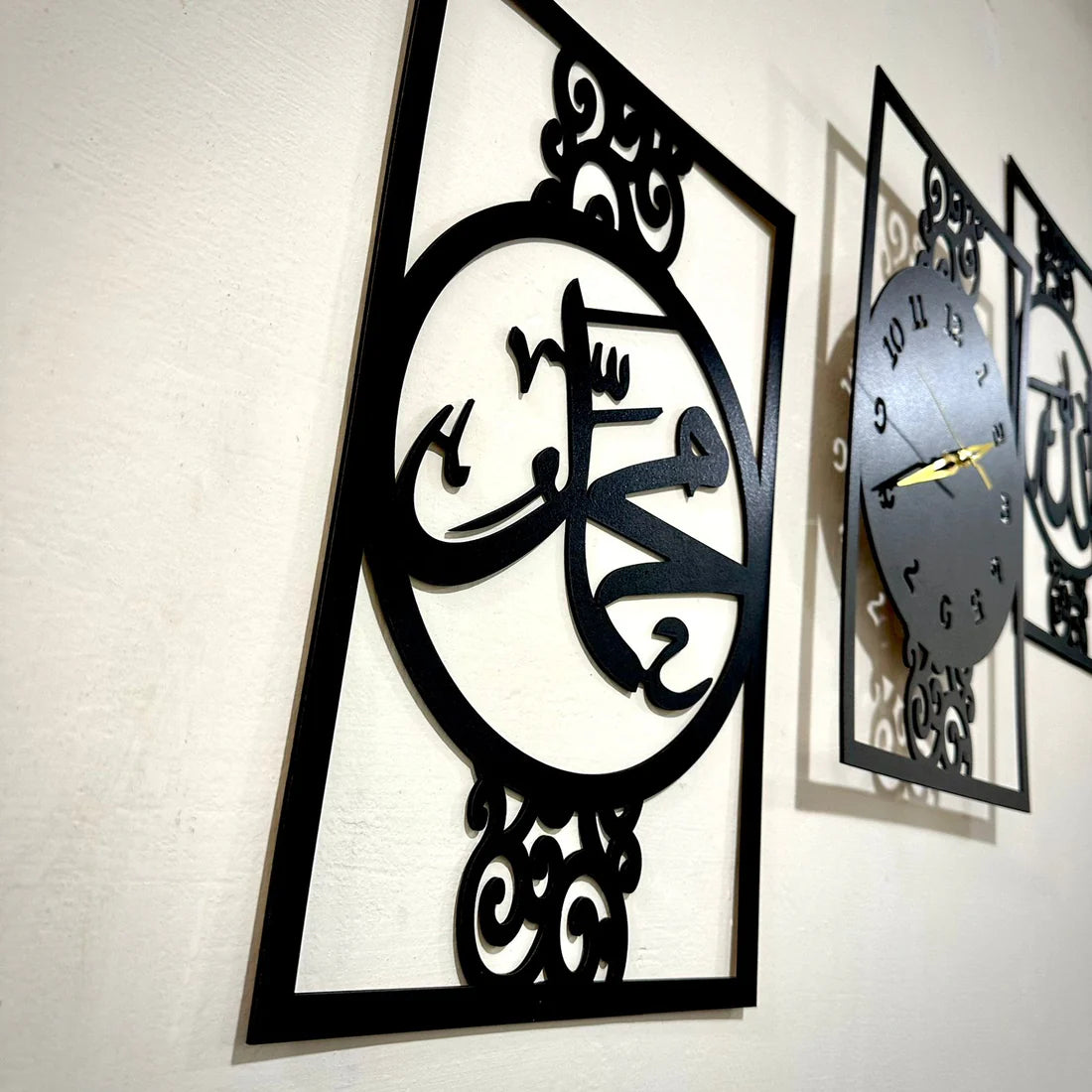 Islamic Allah Muhammad (SAW) 3d wood wall clock  For Home And Office Decoration