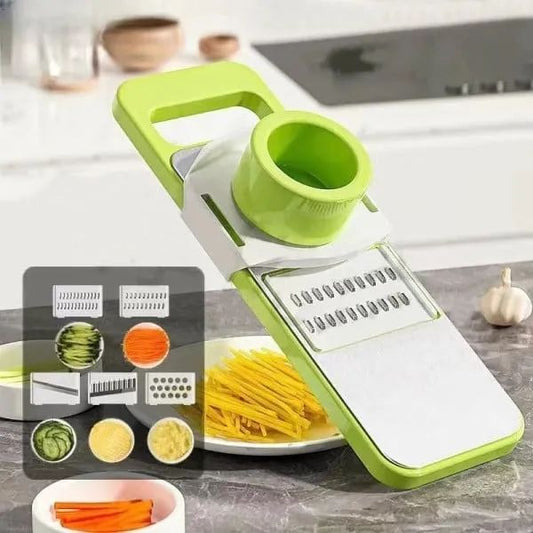 5-in-1 Multi-Functional Vegetable Slicer & Grater – Adjustable Mandoline Cutter with Interchangeable Blades for Kitchen, Fruits & Vegetables