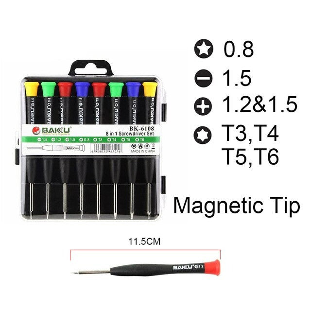 Screwdriver Set 8 in 1 SW‑6308A | Mobile Repairing Kit | Torx, Star, Cross & Slotted Screwdrivers