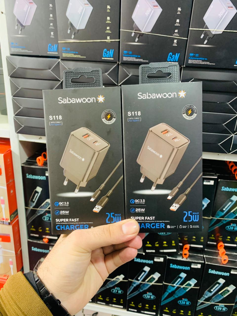 Sabawoon S118 Charger | Original Quality | Fast Charging Adaptor with Cable | Durable & Reliable