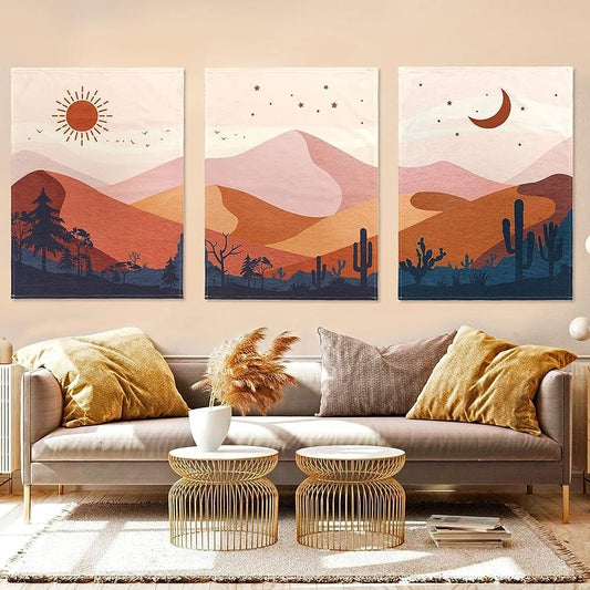 3pcs Moon And Sun Style Stickytiles Frames Providing Celestial Design Artistic Look Modern Appearance And Home Decoration - 8*11