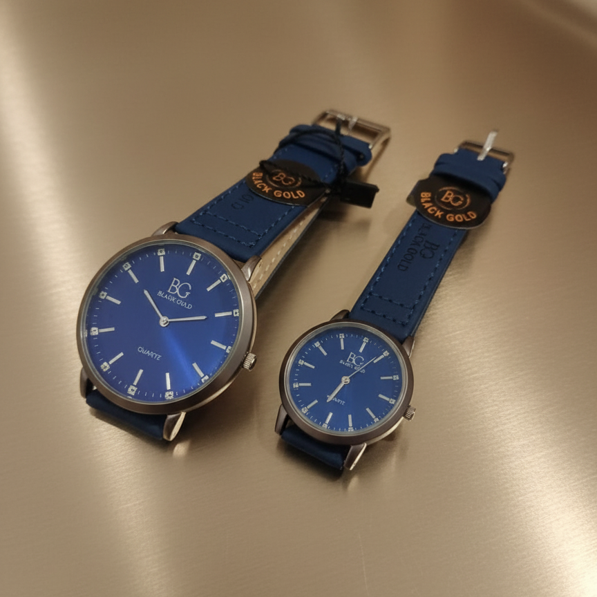 Pack of 2 BG Couple Watches | Matching Men’s & Women’s Stylish Wristwatches | Elegant Analog Timepiece Set for Couples & Gifting