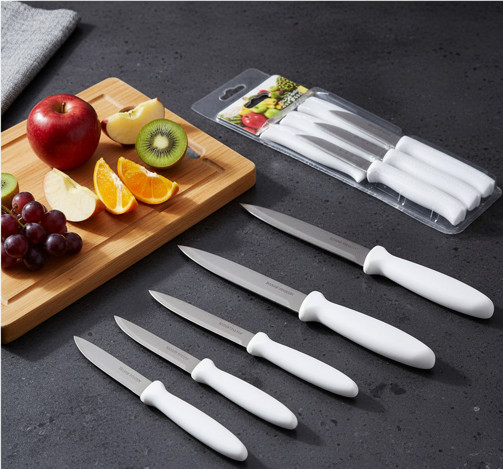 6 Piece Knife Set | Professional Stainless Steel Kitchen Knives | Sharp Durable Blades for Meat, Vegetables, Fruits & Daily Cooking | Comfortable Grip – Chef Knife, Bread Knife, Utility Knife & More