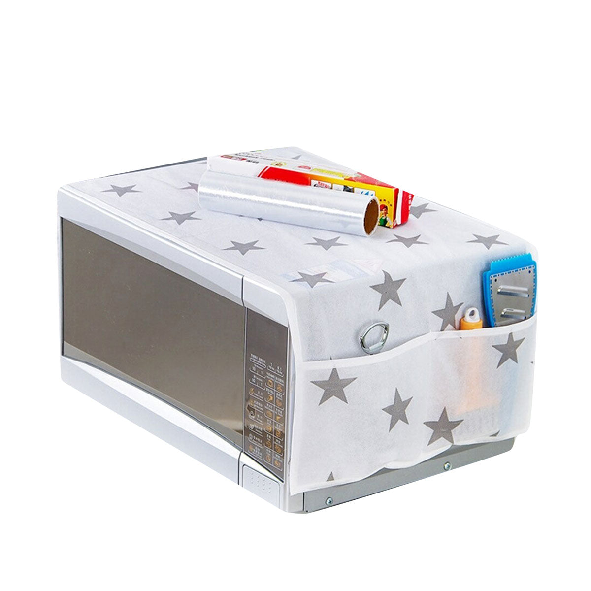 Oven Cover Kitchen Microwave Cover Waterproof Oil Dust Double Pockets Microwave Oven Cover (Random Design) (Made in Pakistan)