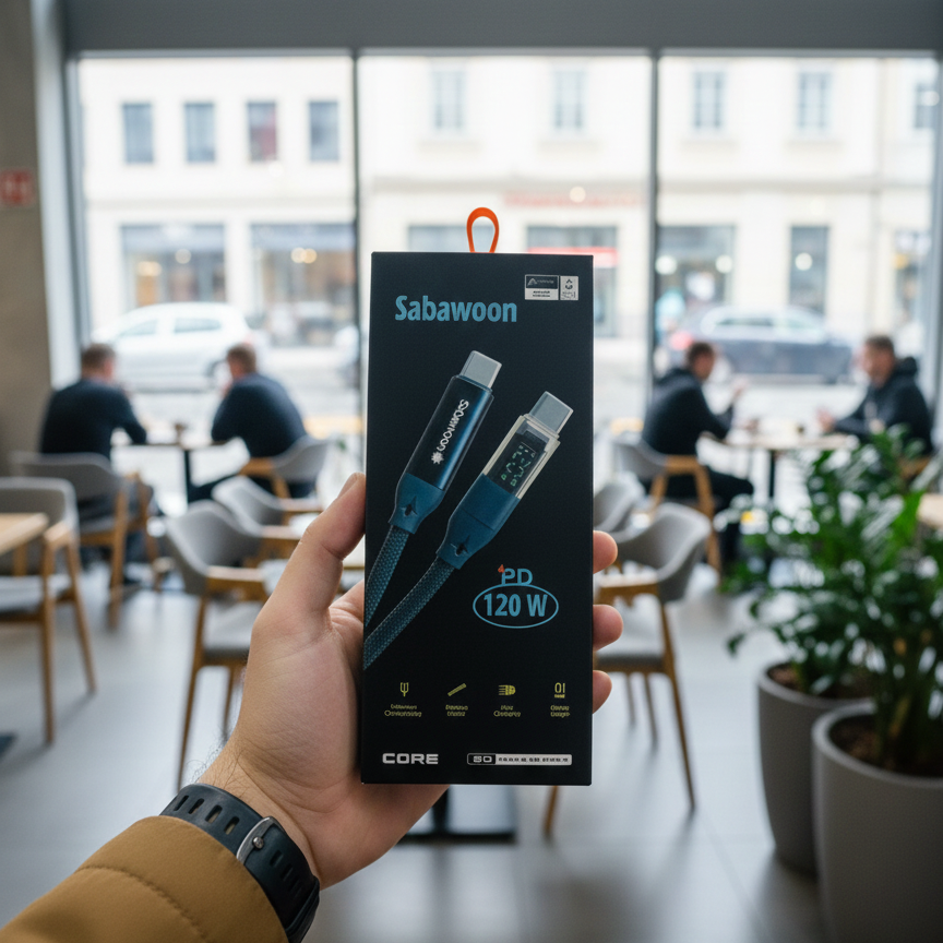 Sabawoon S116 Type‑C to Type‑C Cable | 120W | Digital Display | 100% Original