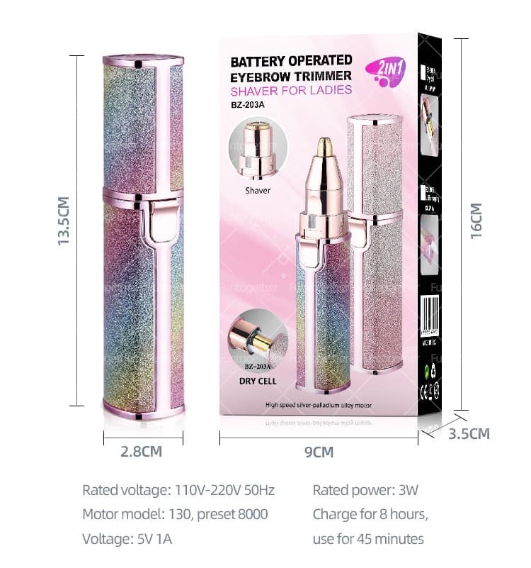 2 in 1 Electric Eyebrow Trimmer &amp; Shaver Model 203A – Rechargeable, Painless Hair Removal for Women