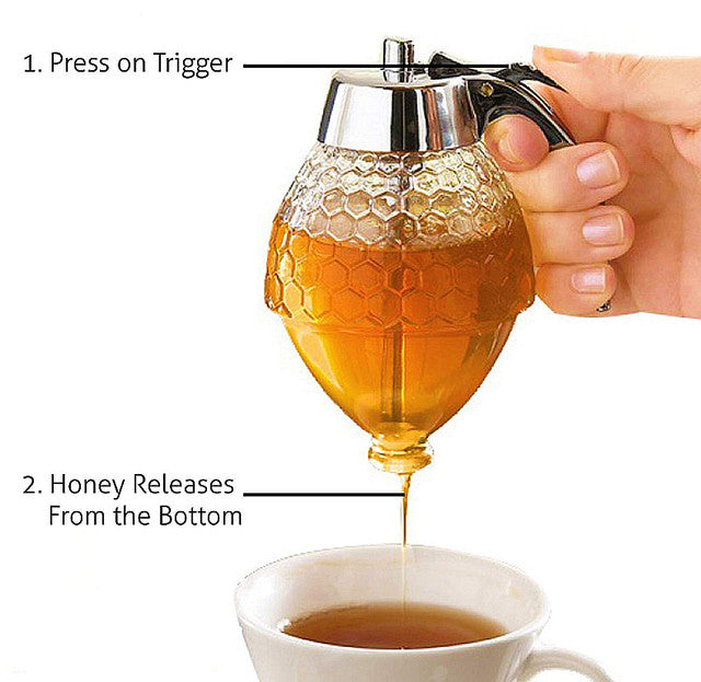Honey Juice Syrup Dispenser Pot Jar For Kitchen Bee Drip Storage  200 ml