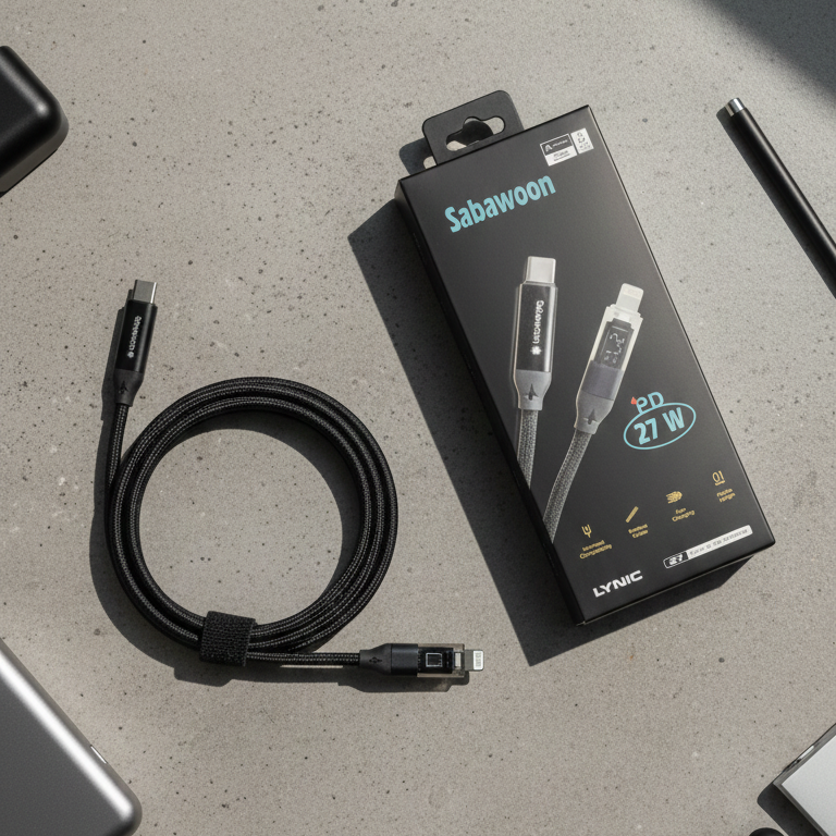 Sabawoon  Type-C to iPhone Cable | PD 27W Fast Charging – High-Speed, Safe & Durable