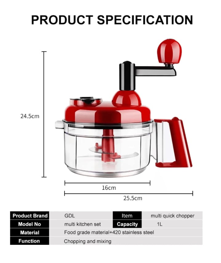 Manual Hand Multifunction Speedy Vegetable Quick chopper | Quick Chopper Vegetable - Onion Chopper | Kachomer Salad Machine ( random color )