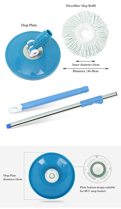 360 Degree Rotating Spin Mop - Original Replacement Parts for Home, Kitchen &amp; Bathroom Cleaning spin mop  ( Random Color )
