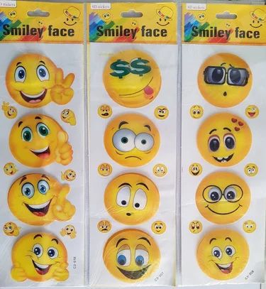 SMILY STICKERS DIFFERENT EMOJIS IN ONE PACKETS CUTE EMOJI SMILY STICKER FOR KIDS  USE FOR DECORATION OR HOME-DECOR (pack of 8 pcs )
