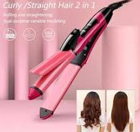 2-in-1 Nova Hair Straightener and Curler – Dual-Use Styling Tool with Quick Heat-Up Technology, Ceramic Plates for Smooth Straightening &amp; Effortless Curls Model-NH-2009 – Portable, Lightweight, Ideal for Home or Travel Use