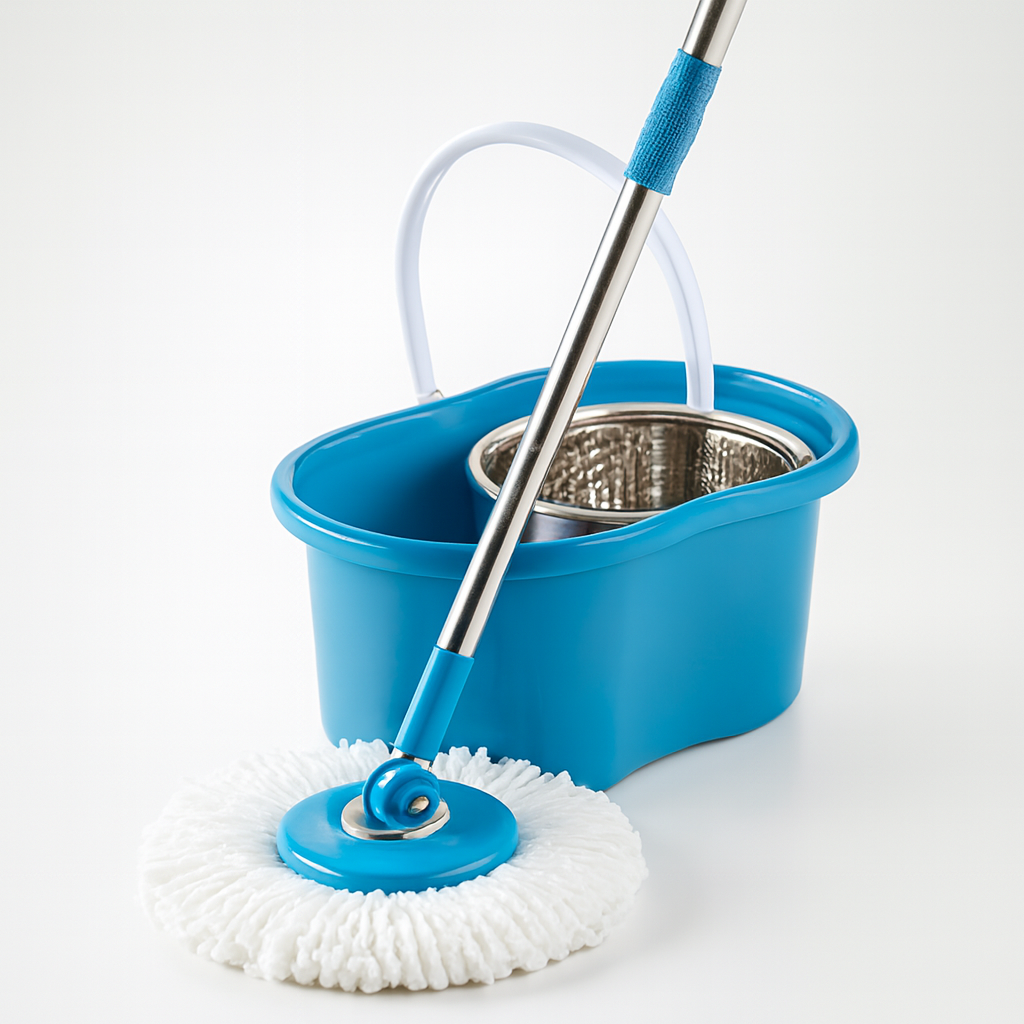 Spin Mop - Easy Spin Magical Mop Set [Steel Bucket] - 360 Degree Microfiber Mop Head Home Clean Tools Microfiber(Steel Bucket)