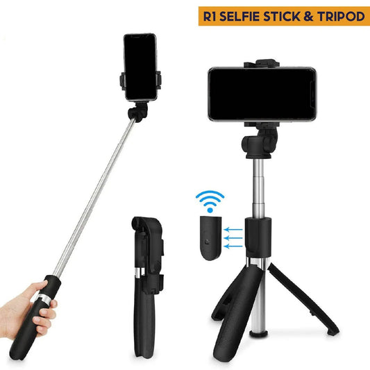 Selfie Stick Tripod R1S Bluetooth Remote Control Tripod Selfie Stick New Model with Wireless Remote Shutter Compatible with All Cell Phones - R1s