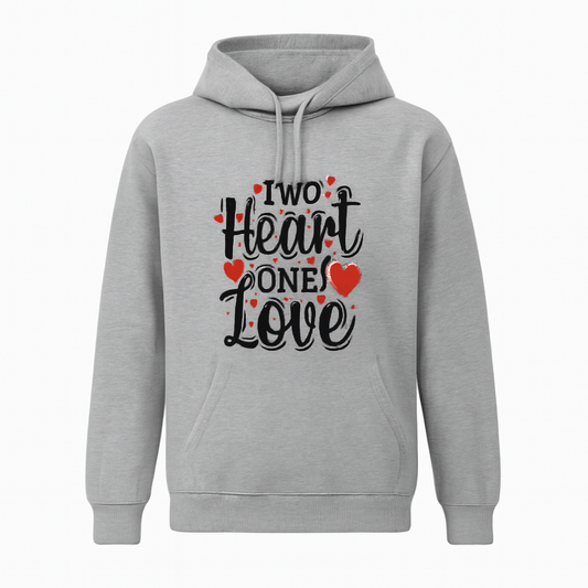 New Summer Collection Full Grey Hoodie TWO HEART ONE LOVE Printed For Girl And Boys (Medium)