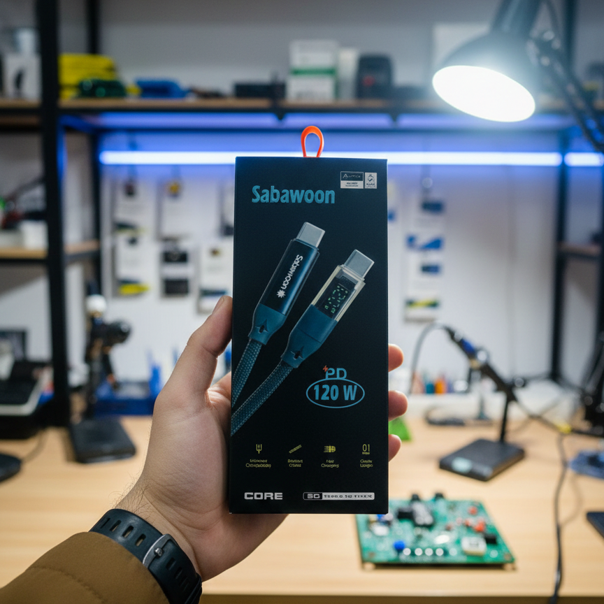 Sabawoon S116 Type‑C to Type‑C Cable | 120W | Digital Display | 100% Original