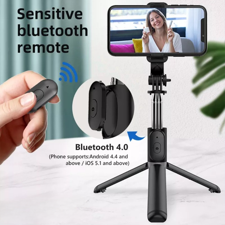 Selfie Stick With LED Light Wireless Bluetooth Foldable Mini Tripod Stand Mobile Holder With Fill Light Shutter Remote Control For IOS Android