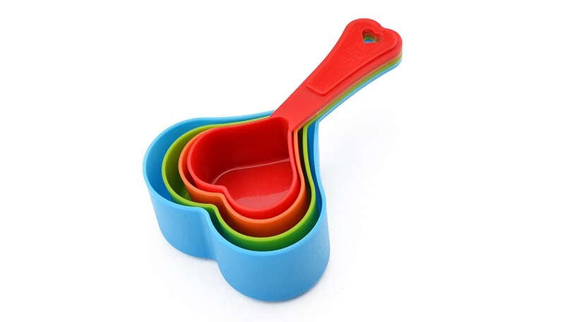 Heart Shaped Measuring Cups Multicolor | 4-Piece/Set Kitchen Measuring Cups for Baking & Cooking | Cute Heart Design, Food-Grade, Easy to Clean