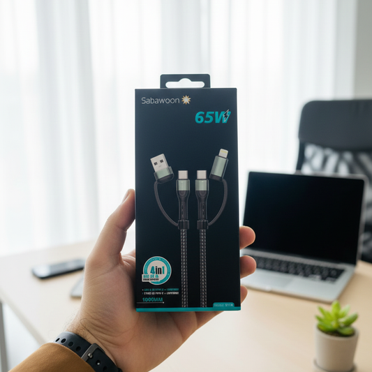 Sabawoon S114 4‑in‑1 Cable | 65W Original | Fast Charging