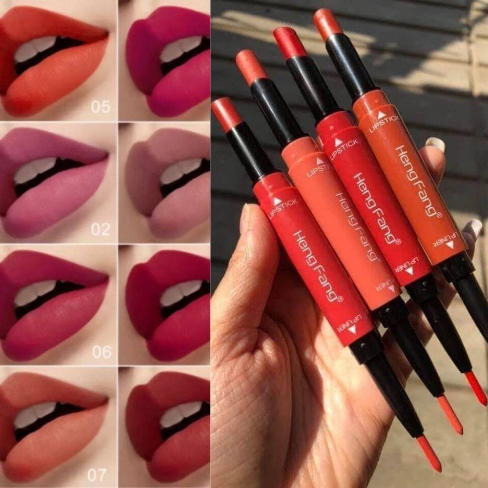 Pack Of 8  2-In-1 Matte Lipstick And Lip Liner Set, Waterproof Long Lasting Makeup Lipliner Pen Set for Women