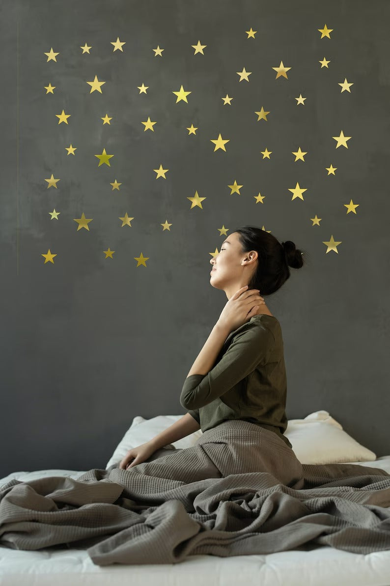 15 stars Mirror Matrial Acrylic  Wall Art Decor star Stickers Decals for Kids Girls Bedroom Bathroom Playroom golden