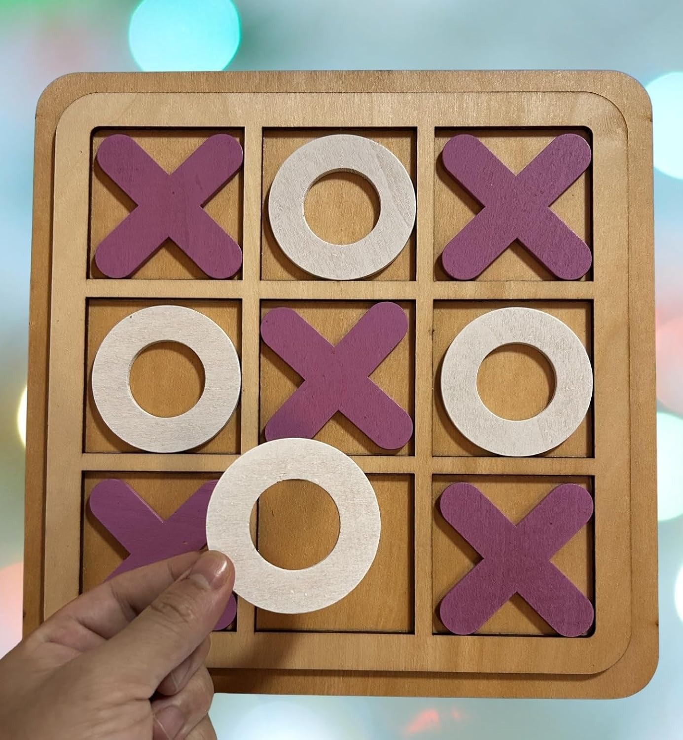 Wooden Tic-Tac-Toe Board Game – Classic XO Strategy Game for Kids, Toddlers, Preschoolers &amp; Adults – Educational, Durable &amp; Portable 30cm Wooden Board – Ideal Birthday Gift, Party Favour &amp; Family Game (Random Color)