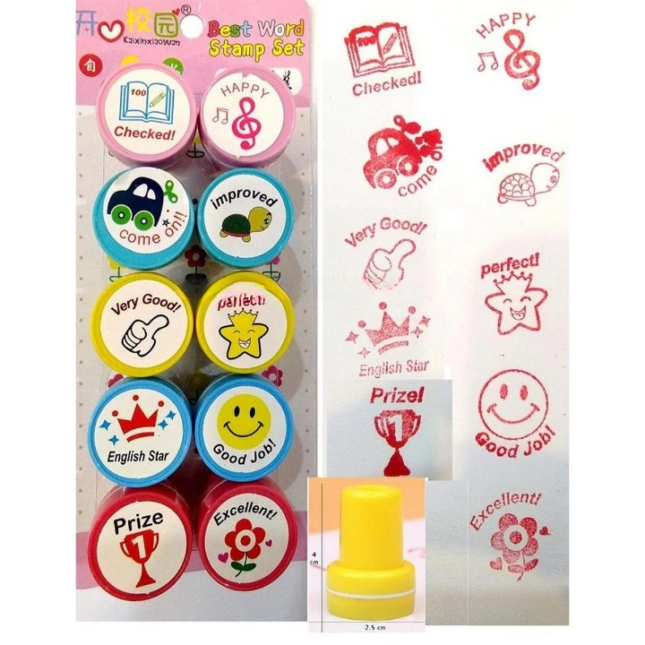 Appreciation Stamps – Kids Stamp Set for Motivation | Self-Inking | Pack of 10