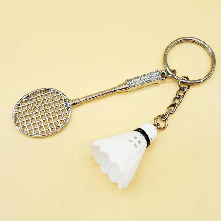 01 PCs Metal Badminton Racket &amp; Ball Keychain – Stylish Keyring Gift for Girls’ Bags &amp; Boys | Random Color Key-Chain