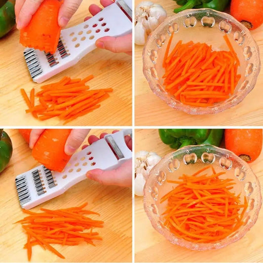 5-in-1 Multi Vegetable Cutter &amp; Peeler – Multipurpose Julienne Slicer, Grater, Metal Scraper, and Fruit &amp; Vegetable Kitchen Tool