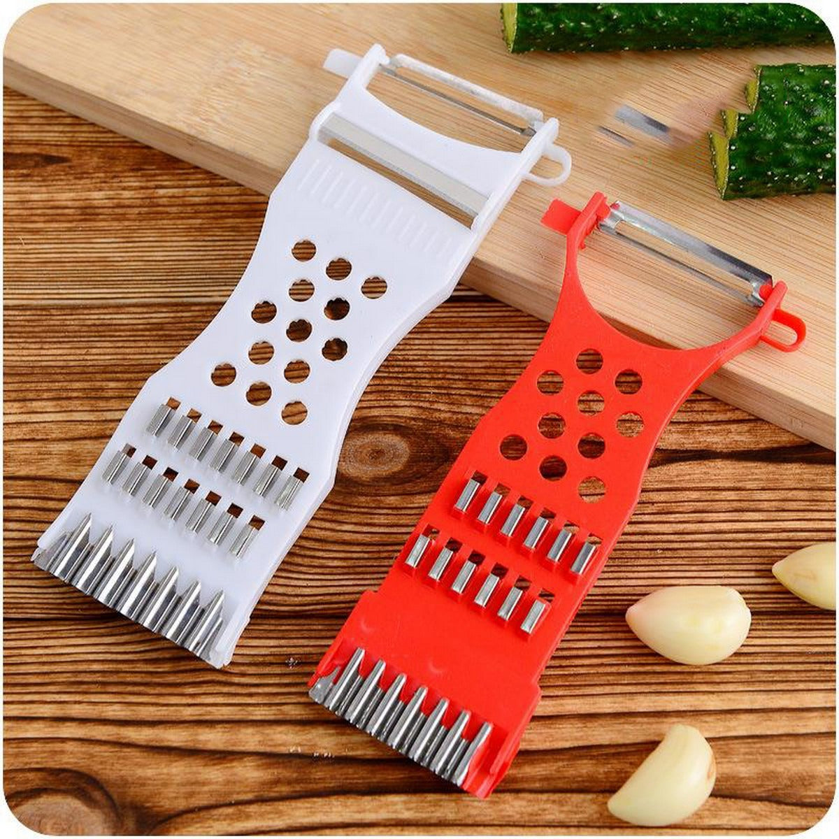 5-in-1 Multi Vegetable Cutter &amp; Peeler – Multipurpose Julienne Slicer, Grater, Metal Scraper, and Fruit &amp; Vegetable Kitchen Tool