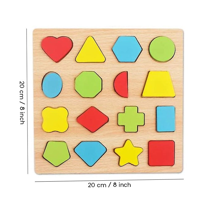 Colorful Geometric Shapes Wooden Cognitive Board Puzzle – Educational Learning Toy for Kids (1–3 Years, Safe &amp; Durable)