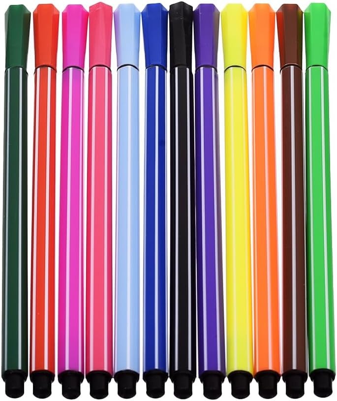 Set of 12 Flomaster Colors – Yellow/Bird Design – Kids Drawing &amp; Coloring Markers