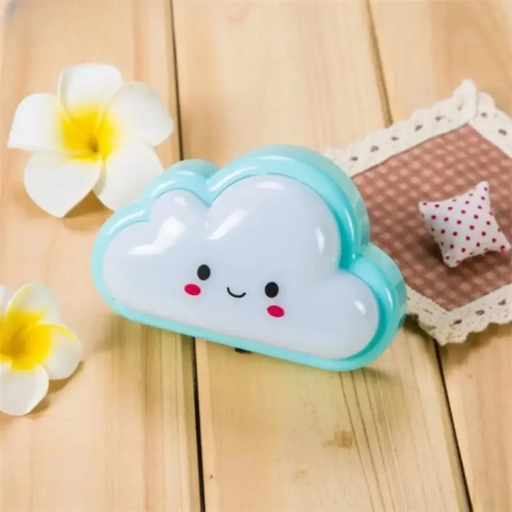 Smiley Cloud Plug-In LED Night Light – Soft Warm Glow Baby Lamp, Kids Night Light for Bedroom &amp; Nursery (Random Color)