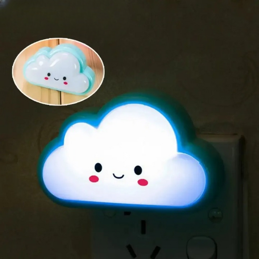 Smiley Cloud Plug-In LED Night Light – Soft Warm Glow Baby Lamp, Kids Night Light for Bedroom &amp; Nursery (Random Color)