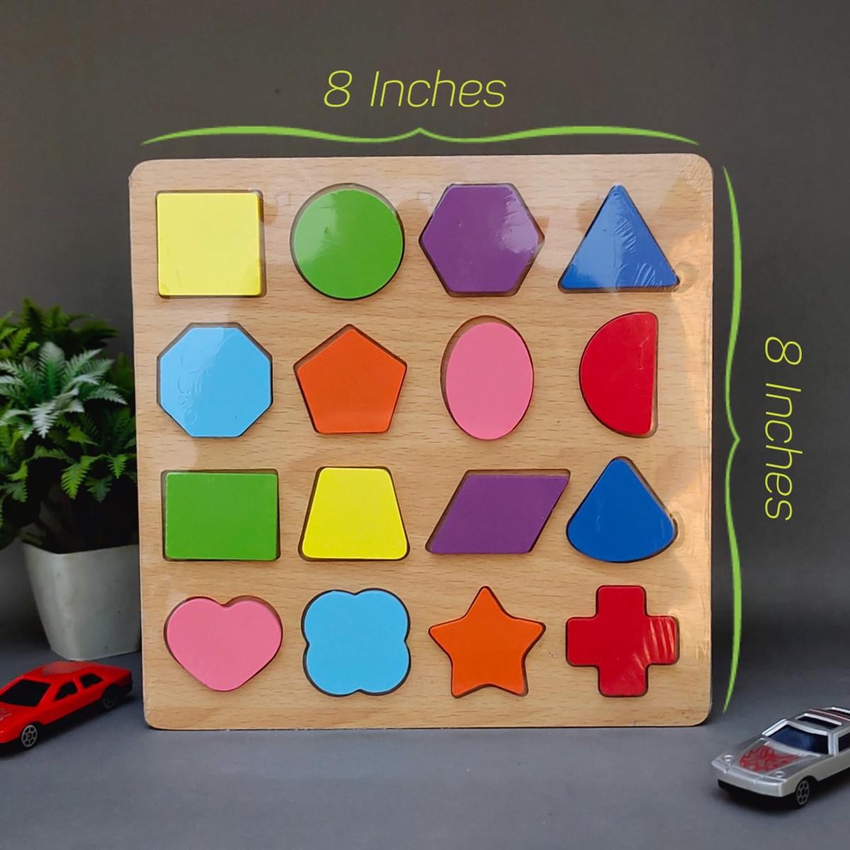 Colorful Geometric Shapes Wooden Cognitive Board Puzzle – Educational Learning Toy for Kids (1–3 Years, Safe &amp; Durable)