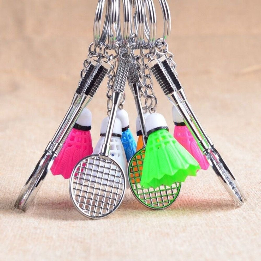 01 PCs Metal Badminton Racket &amp; Ball Keychain – Stylish Keyring Gift for Girls’ Bags &amp; Boys | Random Color Key-Chain