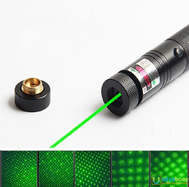 Special Edition High-Power 303 Green Laser Pointer with Adjustable Focus, 8 Designs &amp; Shapes, 5km Range – Rechargeable Battery, Charger &amp; Safety Lock