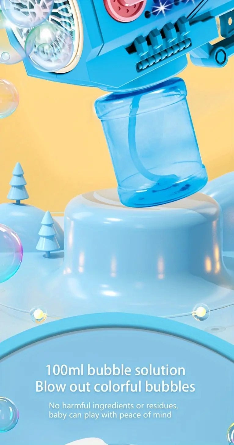 Children’s Handheld Porous Electric Bubble Gun with Lights &amp; Music – Automatic Mess-Free Bubble Blower with Bottle Fix System for Indoor/Outdoor Play, Pool Parties, Birthdays &amp; Special Events (Random Color)