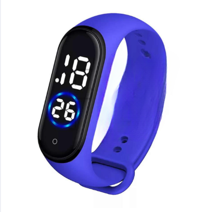 Latest  M4 LED Watch Digital Sports Bracelet for Boys &amp; Girls – Waterproof Touch Display – Random Band Color (Without Box)
