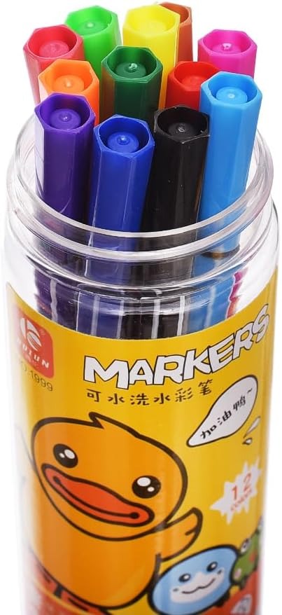 Set of 12 Flomaster Colors – Yellow/Bird Design – Kids Drawing &amp; Coloring Markers