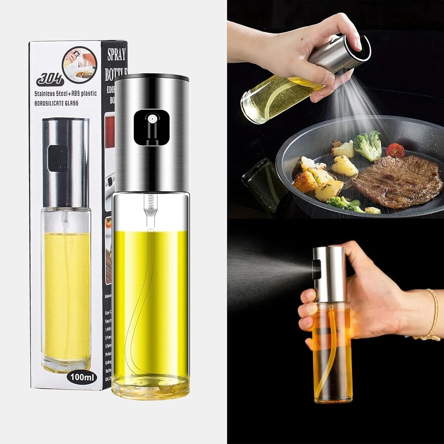 Cooking Oil Sprayer – Glass Oil Spray Bottle for Kitchen, BBQ, Baking, Grilling, Vinegar &amp; Sauce