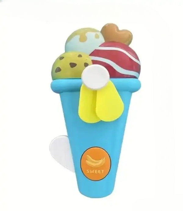 Handheld Ice Cream Cone Toy Fan for Kids – Cute Cartoon Design, Safe Soft Blades, Portable Mini Fan for Summer Play &amp; Cooling (Random Color)