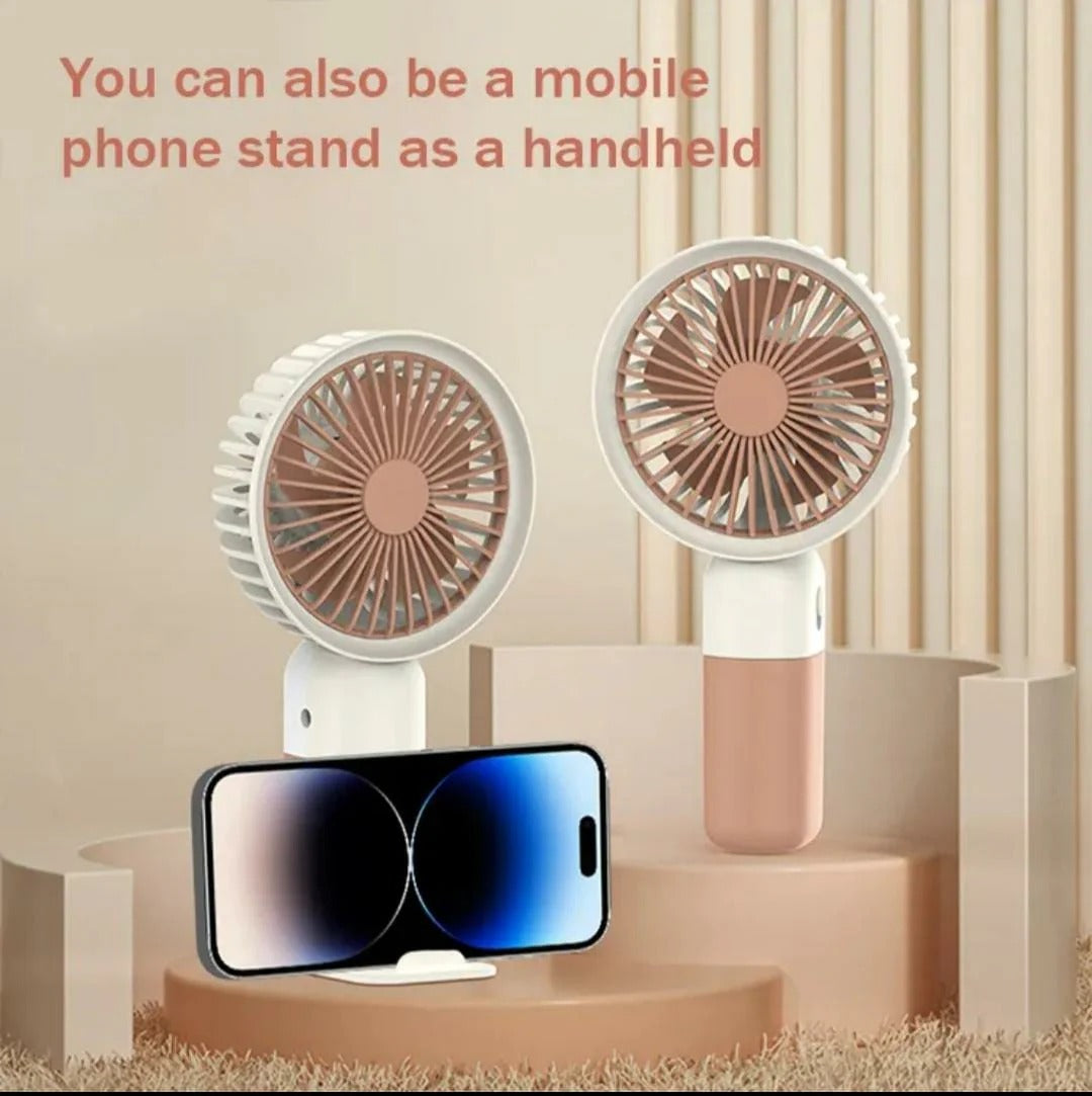 Mini Cute Fan – Portable USB Rechargeable Handheld Cooling Fan for Kids &amp; Adults, Stand/Base Included (Random Color)