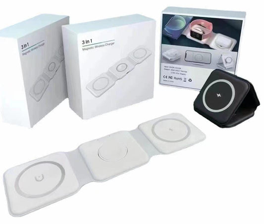 15W 3 in 1 Magnetic Wireless Charger Phone Induction Fast Charging Stand for Phone