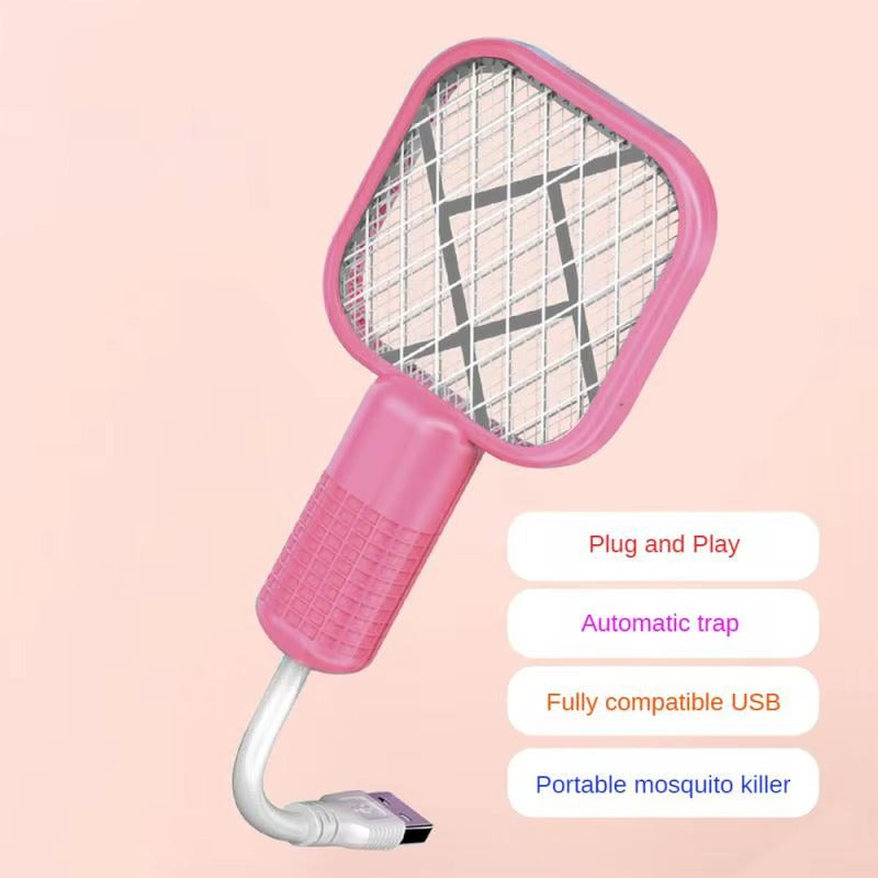Mini USB Rechargeable Mosquito Racket with UV Light – Portable Electric Bug Zapper &amp; Fly Swatter for Indoor/Outdoor Use, Home, Office, Travel &amp; Camping