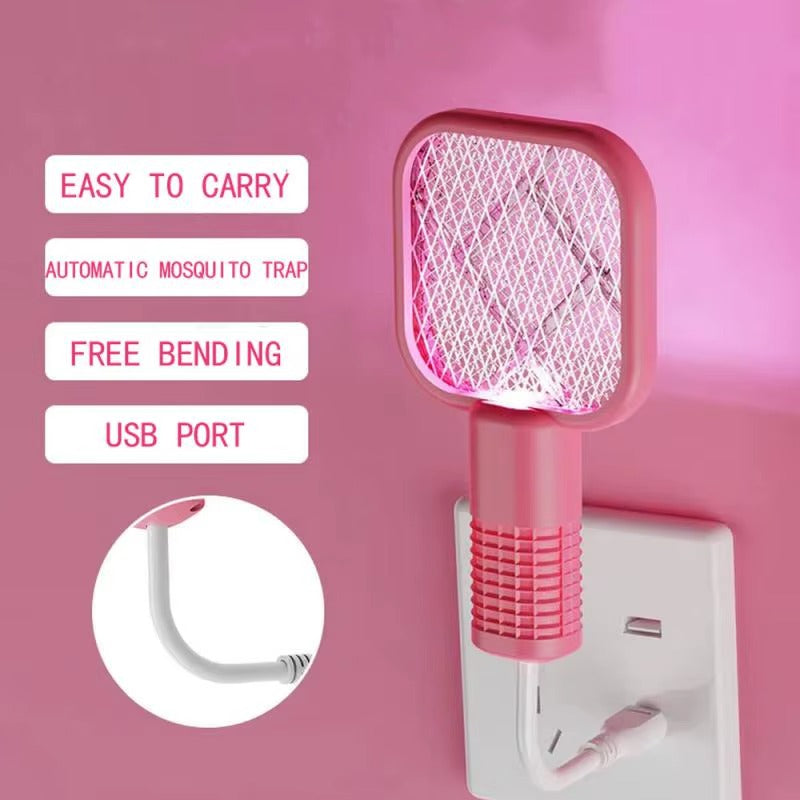 Mini USB Rechargeable Mosquito Racket with UV Light – Portable Electric Bug Zapper &amp; Fly Swatter for Indoor/Outdoor Use, Home, Office, Travel &amp; Camping
