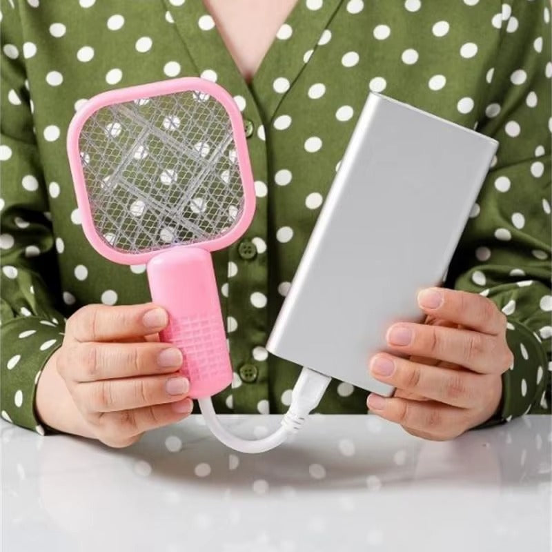 Mini USB Rechargeable Mosquito Racket with UV Light – Portable Electric Bug Zapper &amp; Fly Swatter for Indoor/Outdoor Use, Home, Office, Travel &amp; Camping