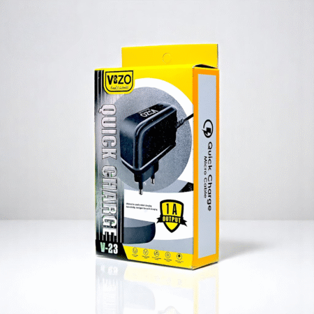 V23 – Simple Micro USB Charger with Built-in Cable | Best Quality Charger Android - Vizo V23 Charger - Mobile Phone Charger ( Random Color )